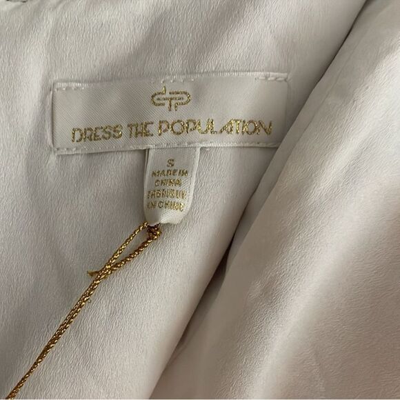 Dress The Population Women's White Beige Lace Sacha Shoulder-H3 - Picture 10 of 12